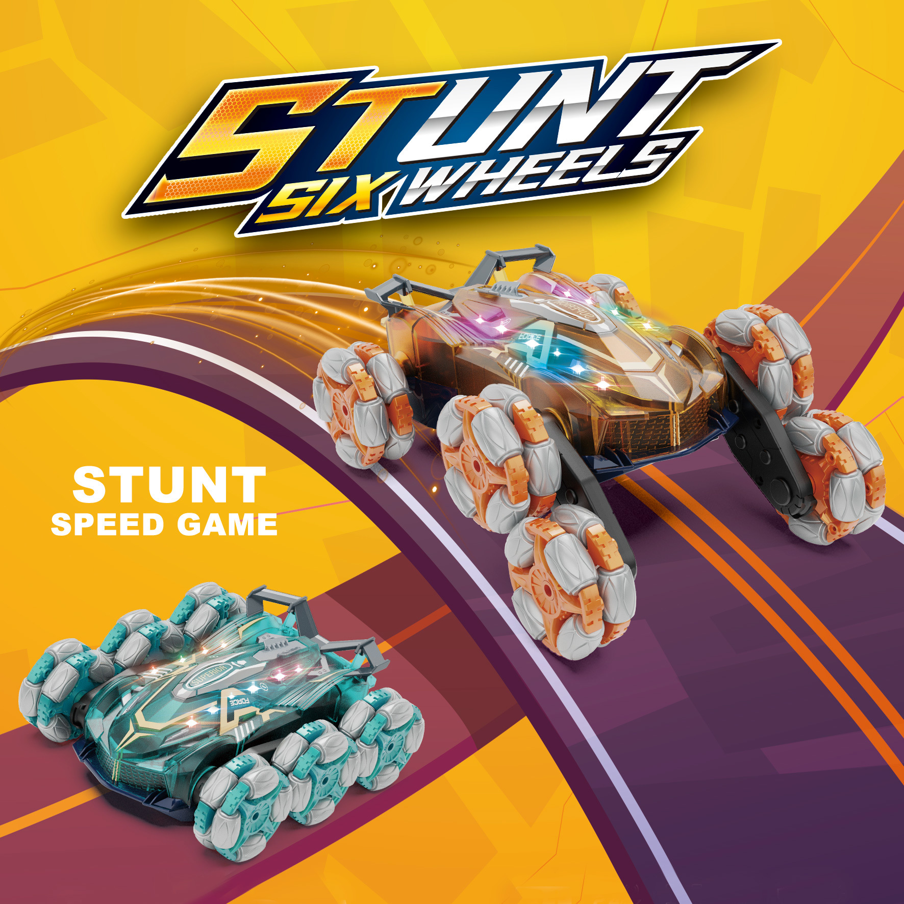 Stunt Six Wheels High Speed auto Car